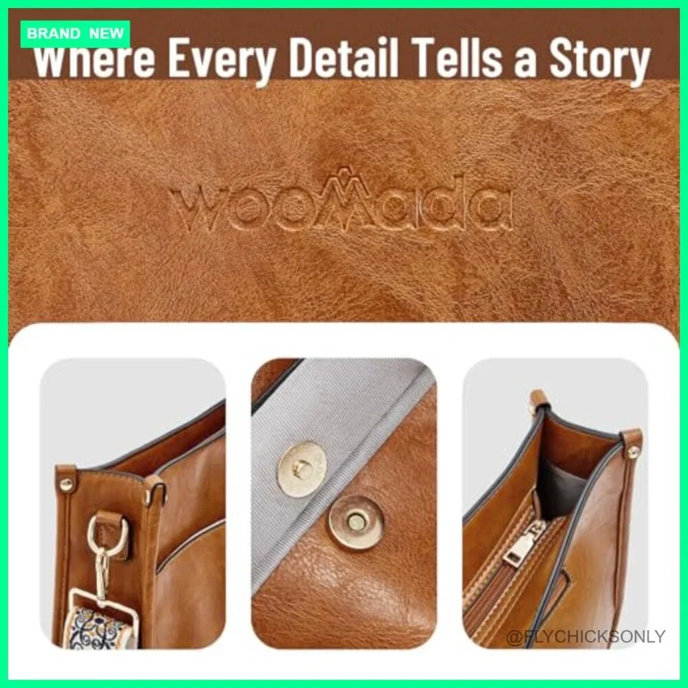 Vegan Leather Hobo Handbag with Adjustable Crossbody Strap